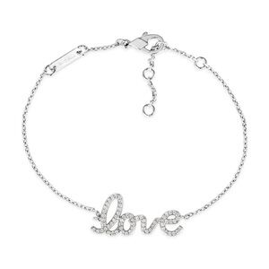 Silver 'Love' Script Pavé Bracelet - Women's Jewelry